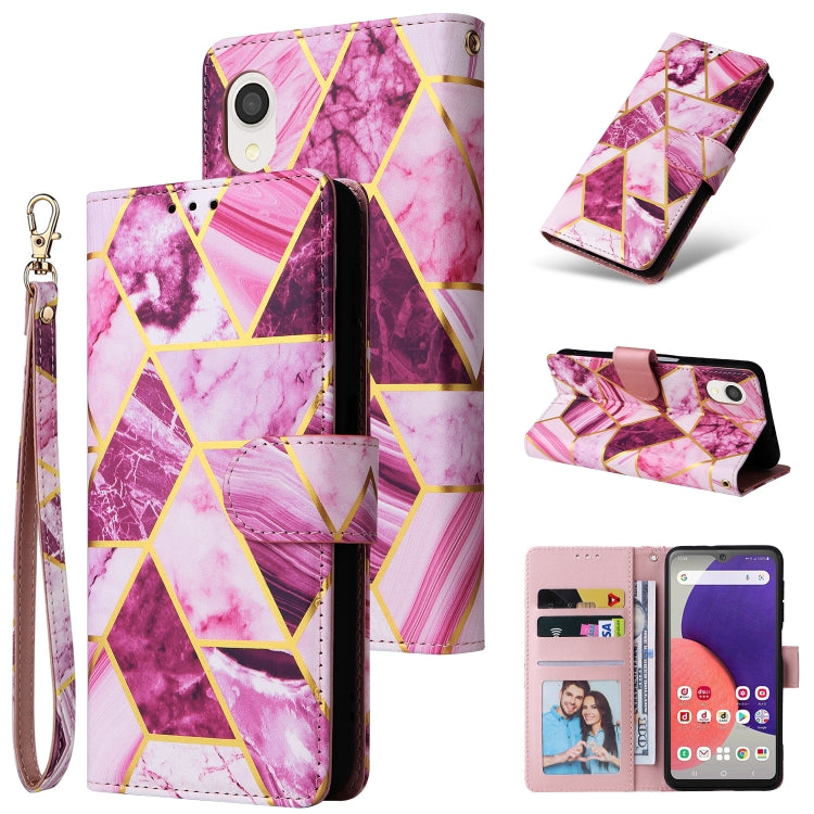 Custodia per telefono in pelle con cuciture abbronzanti in marmo, For Samsung Galaxy A22e 5G, For Samsung Galaxy A14 5G