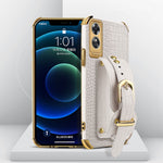 Custodia in pelle con motivo coccodrillo in TPU elettrolitico con cinturino da polso, For OPPO A17, For Realme C21Y, For Realme C33, For OPPO Reno8 Pro+