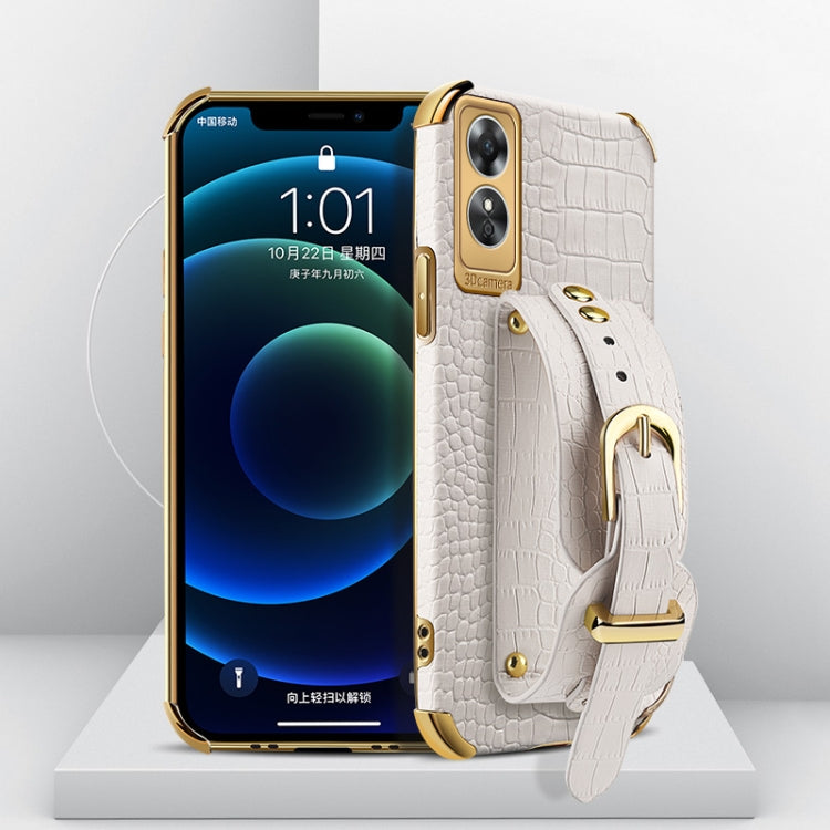 Custodia in pelle con motivo coccodrillo in TPU elettrolitico con cinturino da polso, For OPPO A17, For Realme C21Y, For Realme C33, For OPPO Reno8 Pro+