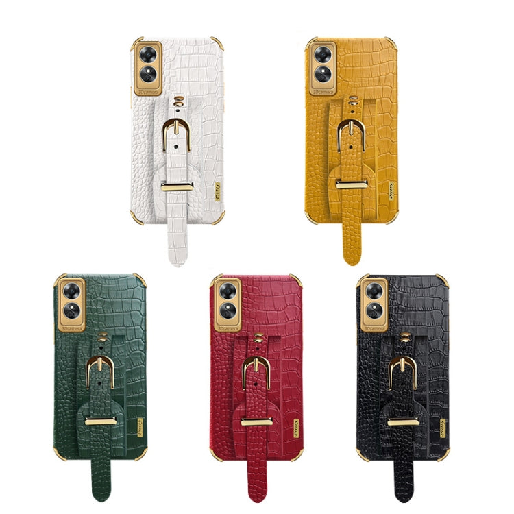 Custodia in pelle con motivo coccodrillo in TPU elettrolitico con cinturino da polso, For OPPO A17, For Realme C21Y, For Realme C33, For OPPO Reno8 Pro+