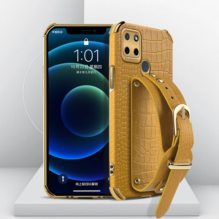 Custodia in pelle con motivo coccodrillo in TPU elettrolitico con cinturino da polso, For OPPO A17, For Realme C21Y, For Realme C33, For OPPO Reno8 Pro+