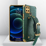 Custodia in pelle con motivo coccodrillo in TPU elettrolitico con cinturino da polso, For OPPO A17, For Realme C21Y, For Realme C33, For OPPO Reno8 Pro+
