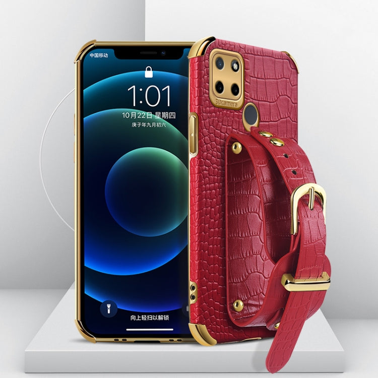 Custodia in pelle con motivo coccodrillo in TPU elettrolitico con cinturino da polso, For OPPO A17, For Realme C21Y, For Realme C33, For OPPO Reno8 Pro+