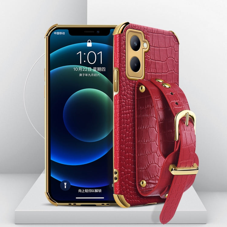 Custodia in pelle con motivo coccodrillo in TPU elettrolitico con cinturino da polso, For OPPO A17, For Realme C21Y, For Realme C33, For OPPO Reno8 Pro+