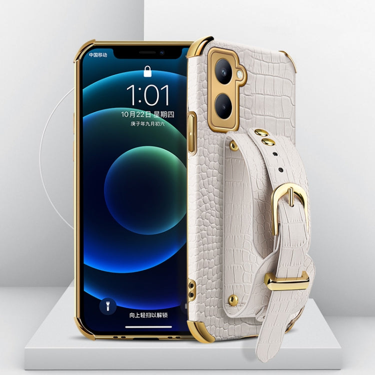 Custodia in pelle con motivo coccodrillo in TPU elettrolitico con cinturino da polso, For OPPO A17, For Realme C21Y, For Realme C33, For OPPO Reno8 Pro+