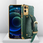 Custodia in pelle con motivo coccodrillo in TPU elettrolitico con cinturino da polso, For OPPO A17, For Realme C21Y, For Realme C33, For OPPO Reno8 Pro+