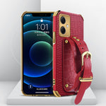 Custodia in pelle con motivo coccodrillo in TPU elettrolitico con cinturino da polso, For Xiaomi Redmi Note 12 China, For Xiaomi Redmi Note 12 Pro+ China, For Samsung Galaxy S23 5G, For Samsung Galaxy S23 Ultra 5G