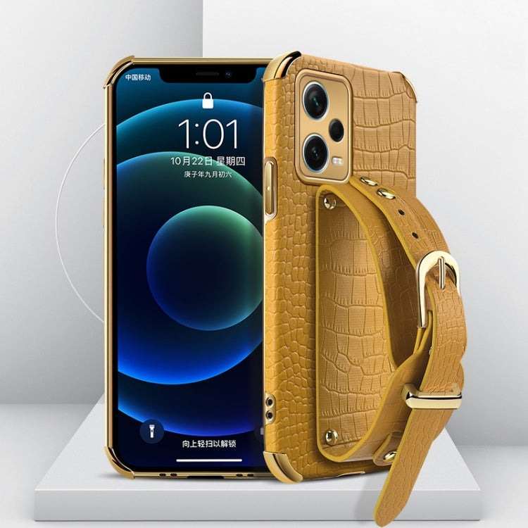 Custodia in pelle con motivo coccodrillo in TPU elettrolitico con cinturino da polso, For Xiaomi Redmi Note 12 China, For Xiaomi Redmi Note 12 Pro+ China, For Samsung Galaxy S23 5G, For Samsung Galaxy S23 Ultra 5G