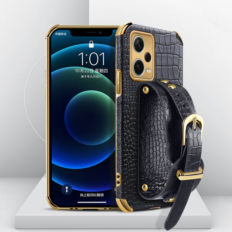Custodia in pelle con motivo coccodrillo in TPU elettrolitico con cinturino da polso, For Xiaomi Redmi Note 12 China, For Xiaomi Redmi Note 12 Pro+ China, For Samsung Galaxy S23 5G, For Samsung Galaxy S23 Ultra 5G