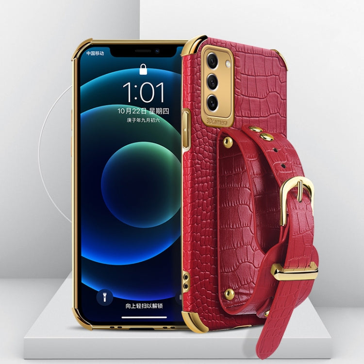 Custodia in pelle con motivo coccodrillo in TPU elettrolitico con cinturino da polso, For Xiaomi Redmi Note 12 China, For Xiaomi Redmi Note 12 Pro+ China, For Samsung Galaxy S23 5G, For Samsung Galaxy S23 Ultra 5G