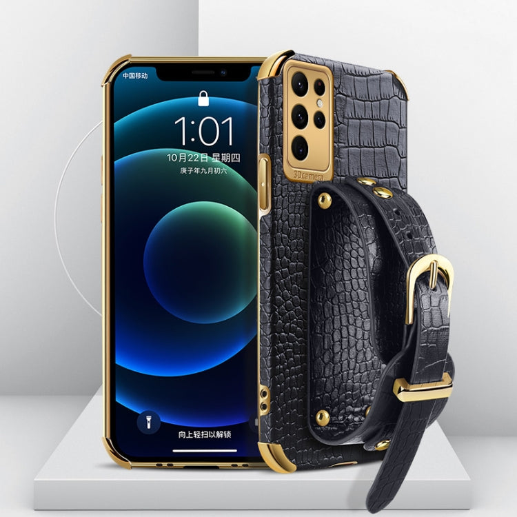 Custodia in pelle con motivo coccodrillo in TPU elettrolitico con cinturino da polso, For Xiaomi Redmi Note 12 China, For Xiaomi Redmi Note 12 Pro+ China, For Samsung Galaxy S23 5G, For Samsung Galaxy S23 Ultra 5G