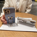 Cassa del telefono del supporto del coniglio di placcatura, For iPhone XS Max