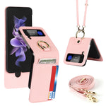 Custodia per telefono ad anello con cordino a trama incrociata, For Samsung Galaxy Z Flip4 5G