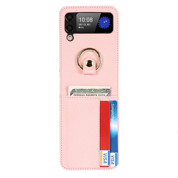 Custodia per telefono ad anello con cordino a trama incrociata, For Samsung Galaxy Z Flip4 5G