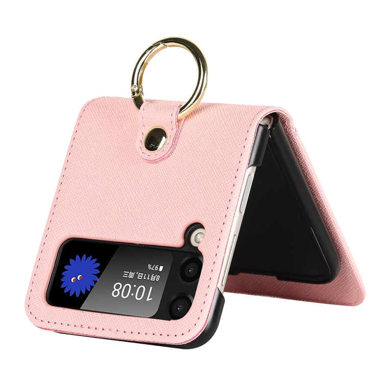 Custodia per telefono ad anello con cordino a trama incrociata, For Samsung Galaxy Z Flip4 5G