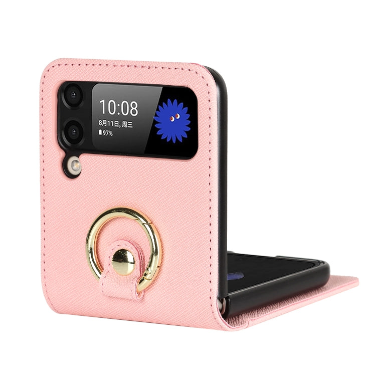 Custodia per telefono ad anello con cordino a trama incrociata, For Samsung Galaxy Z Flip4 5G