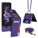 Custodia per telefono ad anello con cordino a trama incrociata, For Samsung Galaxy Z Flip4 5G