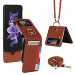 Custodia per telefono ad anello con cordino a trama incrociata, For Samsung Galaxy Z Flip4 5G