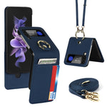 Custodia per telefono ad anello con cordino a trama incrociata, For Samsung Galaxy Z Flip4 5G