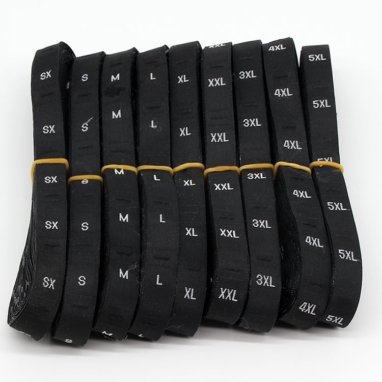 3 Rotoli 3,4 x 1,2 cm Etichette formato XS-4XL Etichetta per abbigliamento in tessuto di poliestere 1 rotolo (circa 380 pezzi), XS, S, M, L, XL, XXL, XXXL, XXXXL, XXXXXL