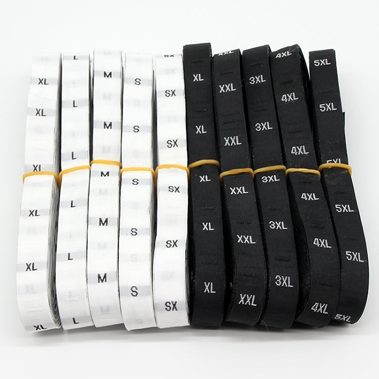 3 Rotoli 3,4 x 1,2 cm Etichette formato XS-4XL Etichetta per abbigliamento in tessuto di poliestere 1 rotolo (circa 380 pezzi), XS, S, M, L, XL, XXL, XXXL, XXXXL, XXXXXL