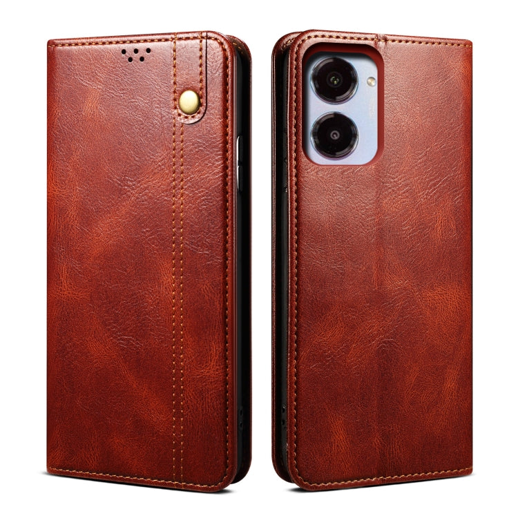 Custodia in pelle con trama cavallo pazzo per Realme 10
