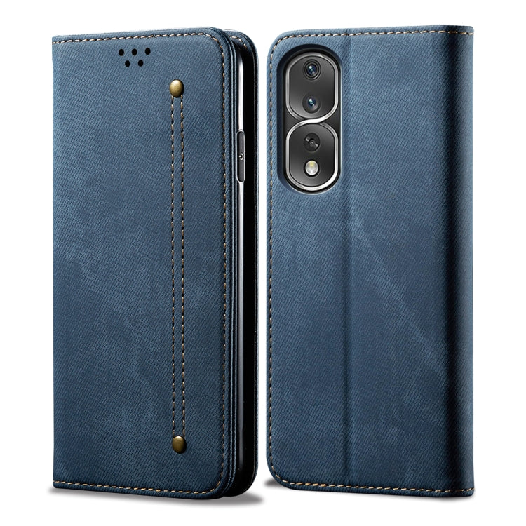 Custodia in pelle con texture denim per Honor e Samsung