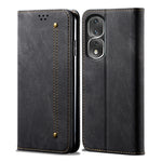Custodia in pelle con texture denim per Honor e Samsung