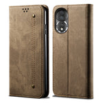 Custodia in pelle con texture denim per Honor e Samsung