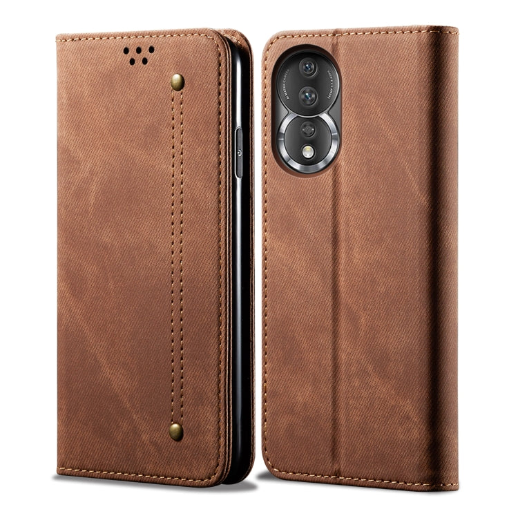 Custodia in pelle con texture denim per Honor e Samsung