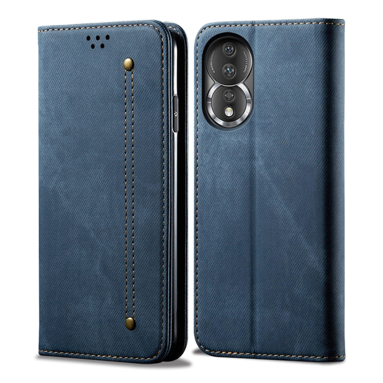 Custodia in pelle con texture denim per Honor e Samsung