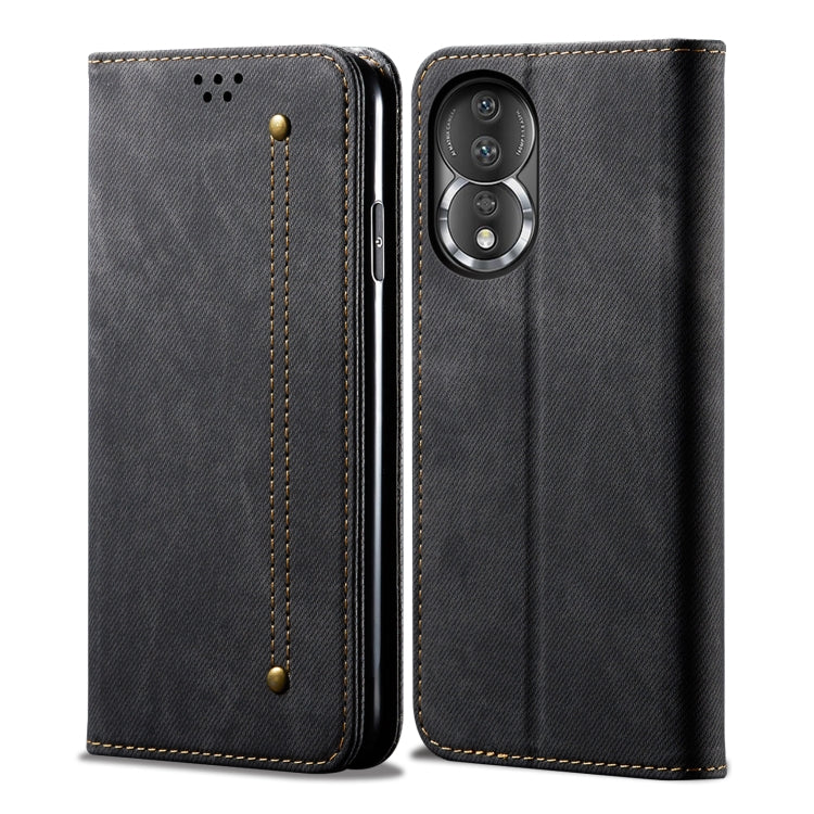 Custodia in pelle con texture denim per Honor e Samsung