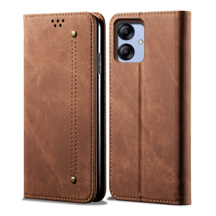 Custodia in pelle con texture denim per Honor e Samsung