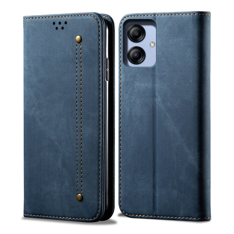Custodia in pelle con texture denim per Honor e Samsung