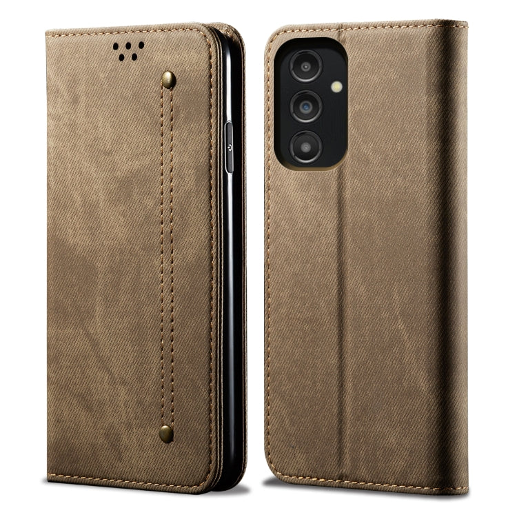 Custodia in pelle con texture denim per Honor e Samsung