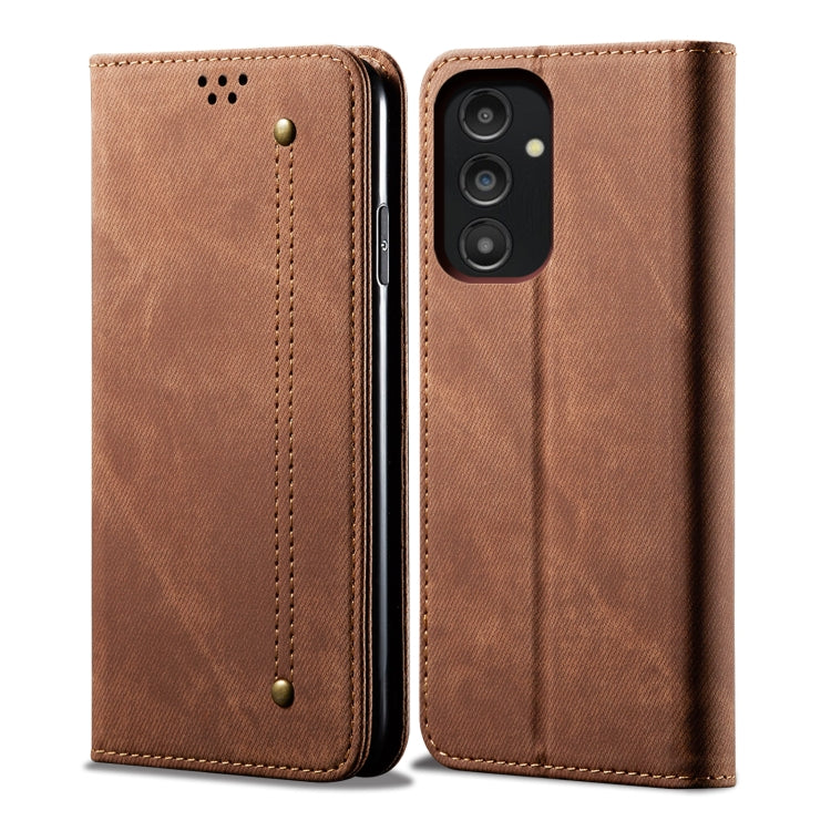 Custodia in pelle con texture denim per Honor e Samsung