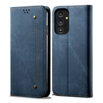 Custodia in pelle con texture denim per Honor e Samsung