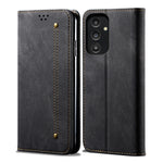 Custodia in pelle con texture denim per Honor e Samsung