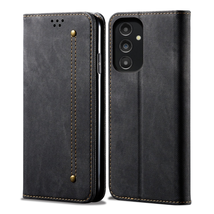 Custodia in pelle con texture denim per Honor e Samsung