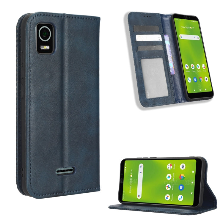 Custodia per telefono in pelle con trama retrò con fibbia magnetica, For Cricket Debut Smart, For Cricket Icon 4, For Cricket Innovate E 5G, For OPPO A1 Pro, For Realme 10 4G, For Realme 10 Pro