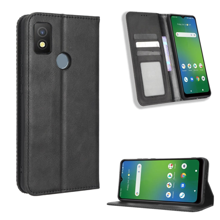 Custodia per telefono in pelle con trama retrò con fibbia magnetica, For Cricket Debut Smart, For Cricket Icon 4, For Cricket Innovate E 5G, For OPPO A1 Pro, For Realme 10 4G, For Realme 10 Pro