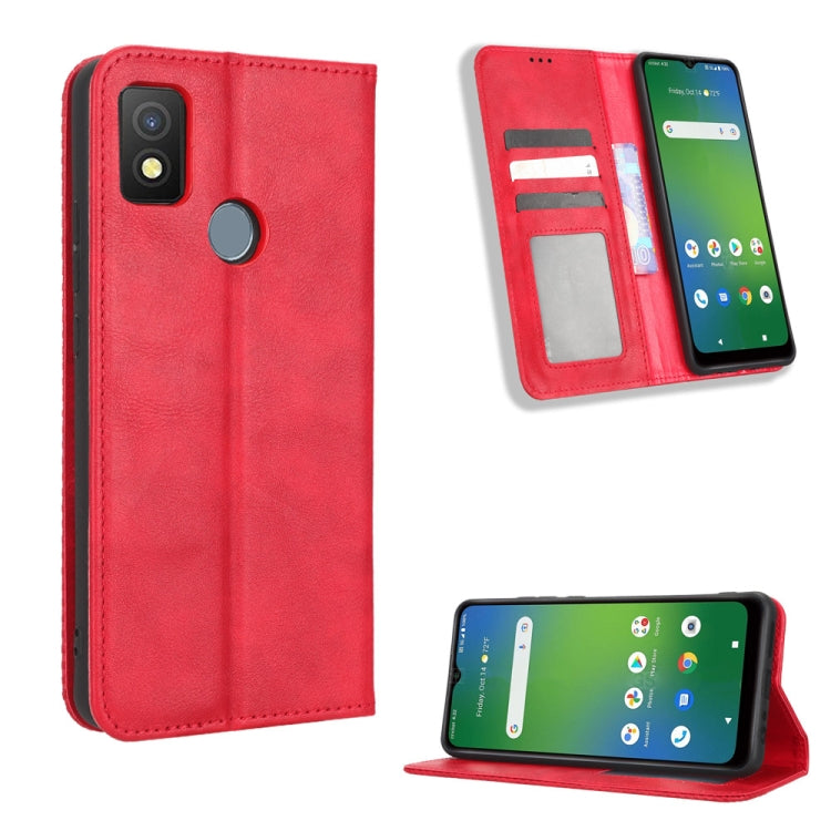 Custodia per telefono in pelle con trama retrò con fibbia magnetica, For Cricket Debut Smart, For Cricket Icon 4, For Cricket Innovate E 5G, For OPPO A1 Pro, For Realme 10 4G, For Realme 10 Pro