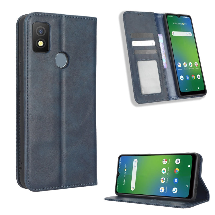 Custodia per telefono in pelle con trama retrò con fibbia magnetica, For Cricket Debut Smart, For Cricket Icon 4, For Cricket Innovate E 5G, For OPPO A1 Pro, For Realme 10 4G, For Realme 10 Pro