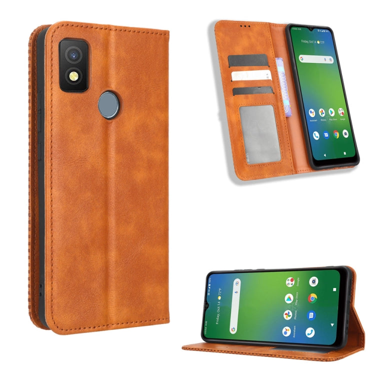 Custodia per telefono in pelle con trama retrò con fibbia magnetica, For Cricket Debut Smart, For Cricket Icon 4, For Cricket Innovate E 5G, For OPPO A1 Pro, For Realme 10 4G, For Realme 10 Pro