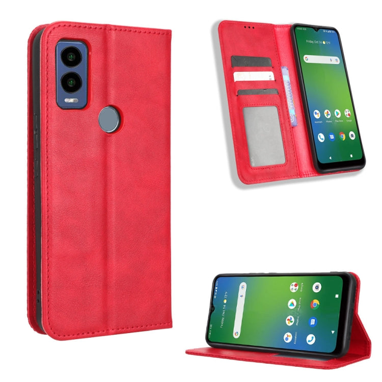 Custodia per telefono in pelle con trama retrò con fibbia magnetica, For Cricket Debut Smart, For Cricket Icon 4, For Cricket Innovate E 5G, For OPPO A1 Pro, For Realme 10 4G, For Realme 10 Pro