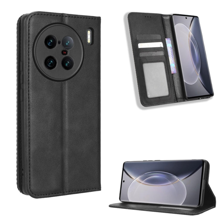 Custodia per telefono in pelle con trama retrò con fibbia magnetica, For TCL ION Z, For Tecno Pop 6 BE7, For vivo X90 5G, For vivo X90 Pro+, For Tecno Pova 4, For Infinix Hot 20 4G X682B