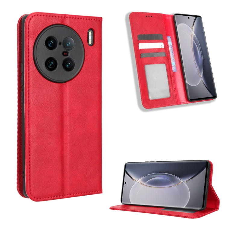 Custodia per telefono in pelle con trama retrò con fibbia magnetica, For TCL ION Z, For Tecno Pop 6 BE7, For vivo X90 5G, For vivo X90 Pro+, For Tecno Pova 4, For Infinix Hot 20 4G X682B