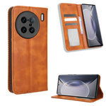 Custodia per telefono in pelle con trama retrò con fibbia magnetica, For TCL ION Z, For Tecno Pop 6 BE7, For vivo X90 5G, For vivo X90 Pro+, For Tecno Pova 4, For Infinix Hot 20 4G X682B