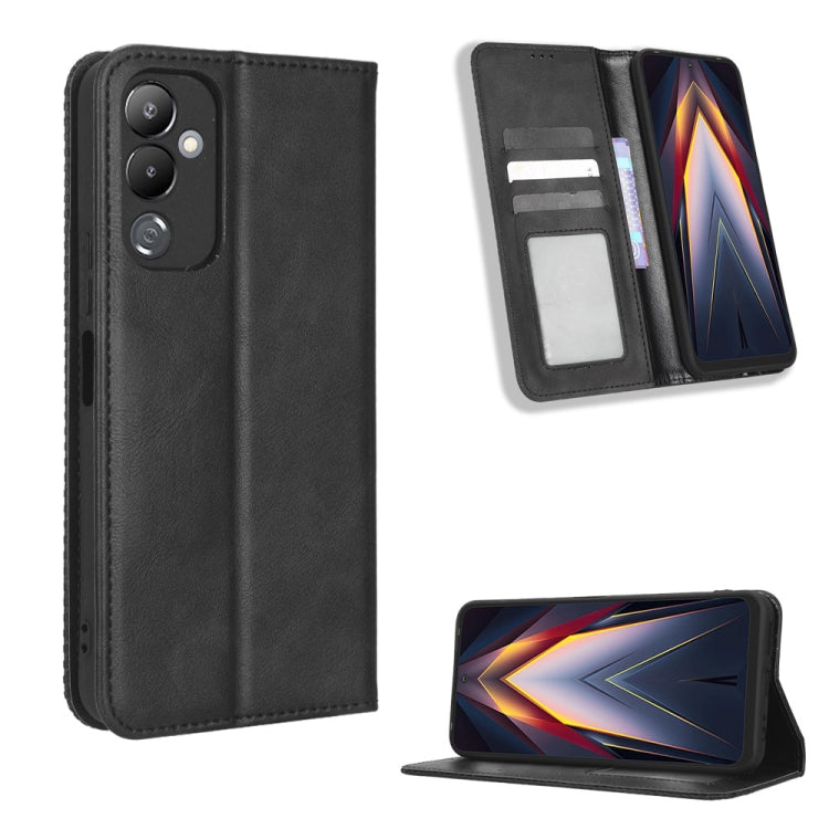 Custodia per telefono in pelle con trama retrò con fibbia magnetica, For TCL ION Z, For Tecno Pop 6 BE7, For vivo X90 5G, For vivo X90 Pro+, For Tecno Pova 4, For Infinix Hot 20 4G X682B