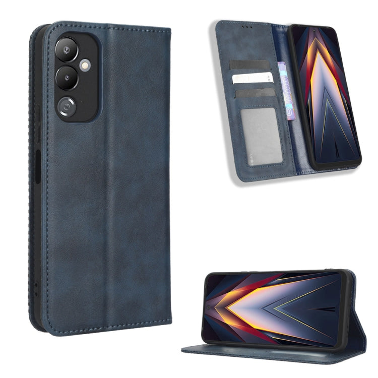 Custodia per telefono in pelle con trama retrò con fibbia magnetica, For TCL ION Z, For Tecno Pop 6 BE7, For vivo X90 5G, For vivo X90 Pro+, For Tecno Pova 4, For Infinix Hot 20 4G X682B
